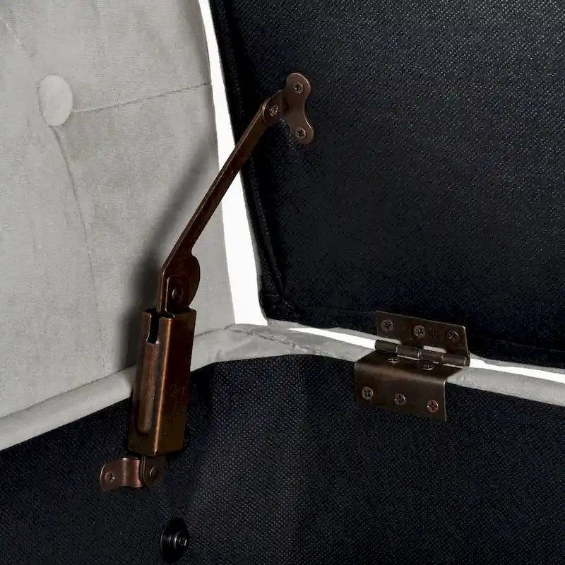 Banc de rangement canapé en velours gris tourterelle Arum