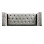 Banc de rangement canapé en velours gris tourterelle Arum