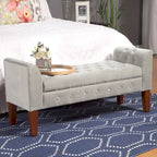 Banc de rangement canapé en velours gris tourterelle Arum
