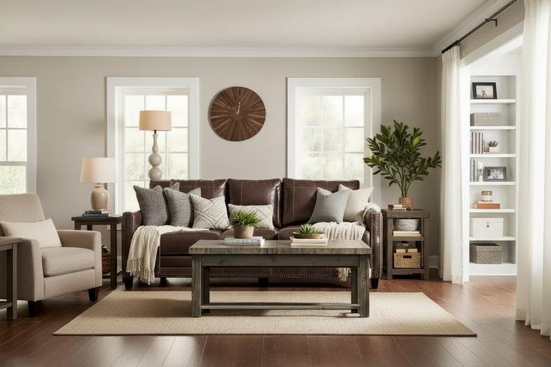 Bridgevine Home Joshua Creek 48 inch Coffee Table, No Assembly Required, Barnwood Finish