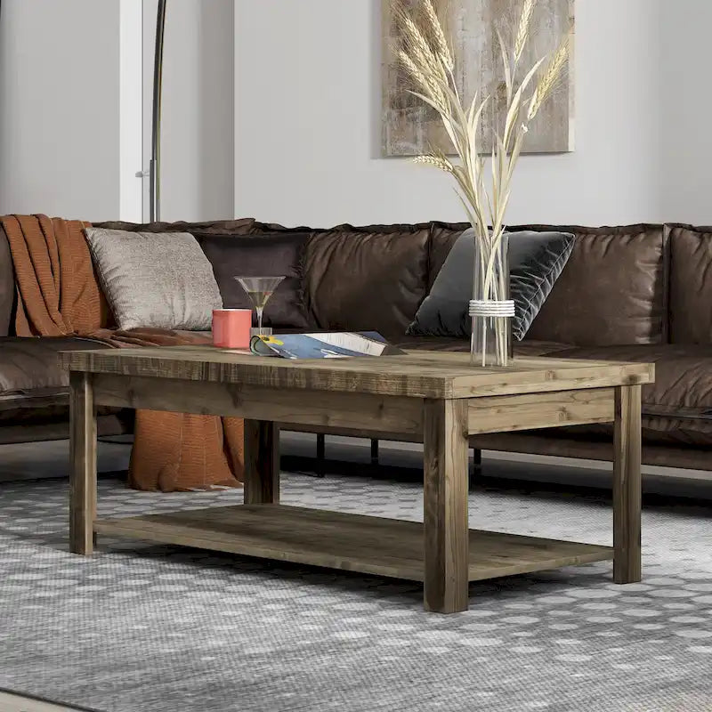 Table basse Joshua Creek de 48 pouces, aucun assemblage requis, finition bois de grange