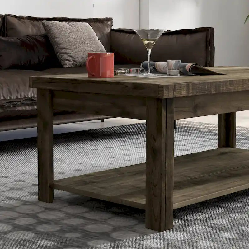 Table basse Joshua Creek de 48 pouces, aucun assemblage requis, finition bois de grange