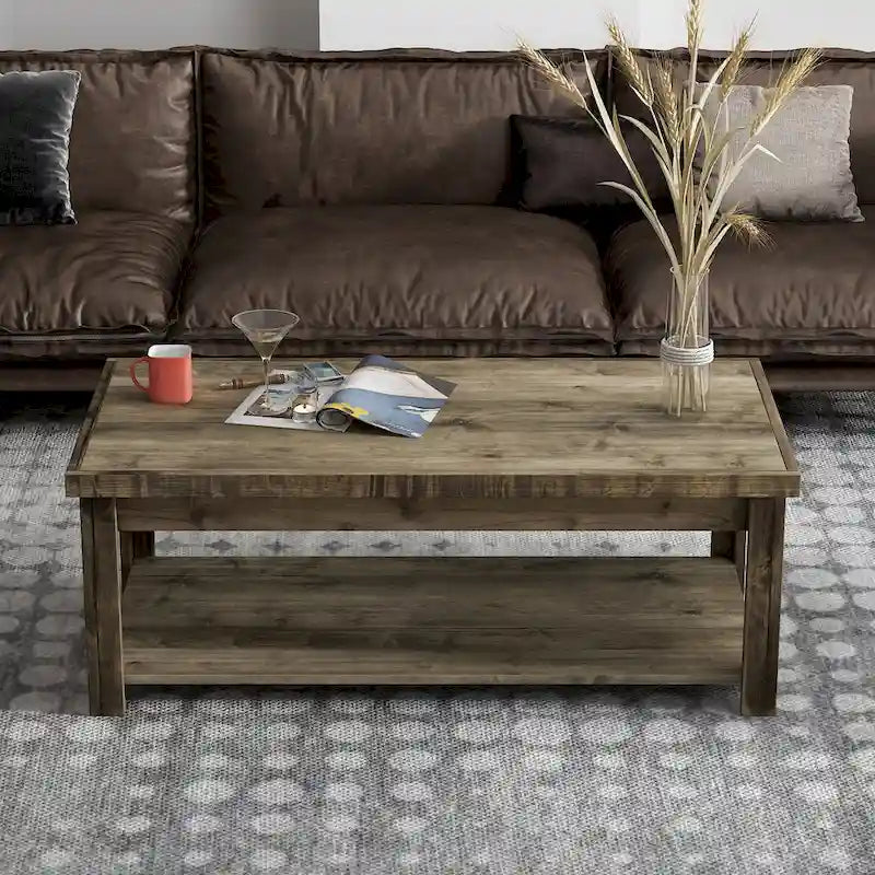 Table basse Joshua Creek de 48 pouces, aucun assemblage requis, finition bois de grange