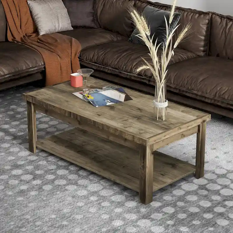 Table basse Joshua Creek de 48 pouces, aucun assemblage requis, finition bois de grange