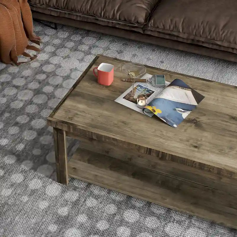 Table basse Joshua Creek de 48 pouces, aucun assemblage requis, finition bois de grange
