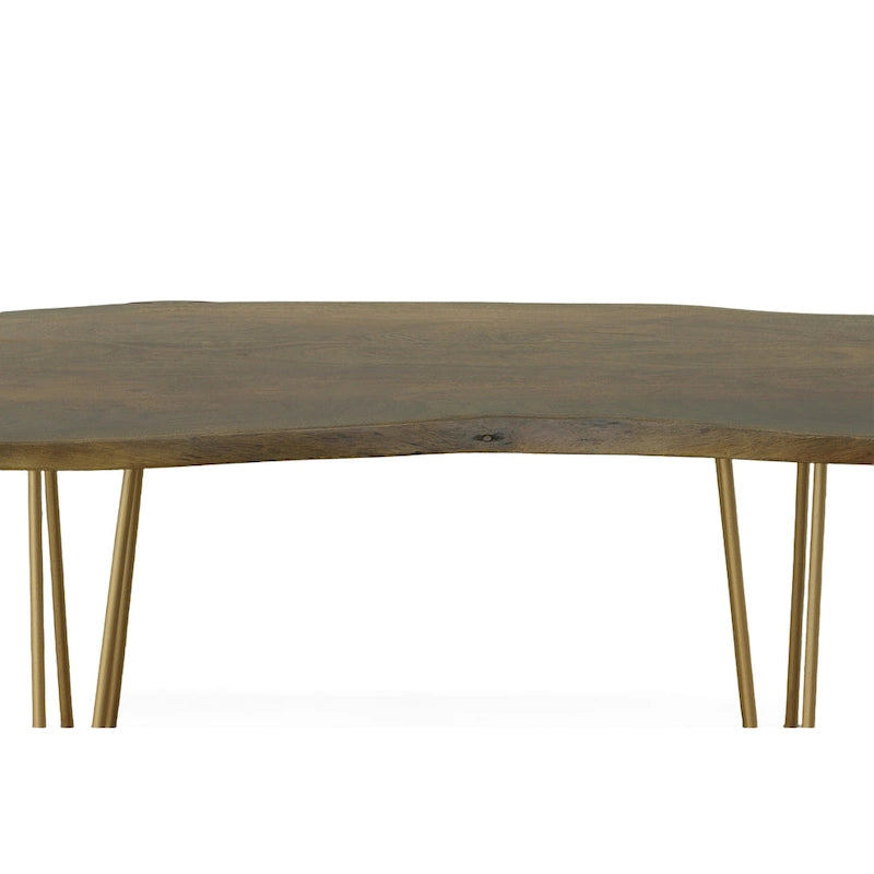 Table basse/Banc Seti Live Edge – Plateau en orme – Piètement doré