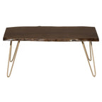 Table basse/Banc Seti Live Edge – Plateau en orme – Piètement doré