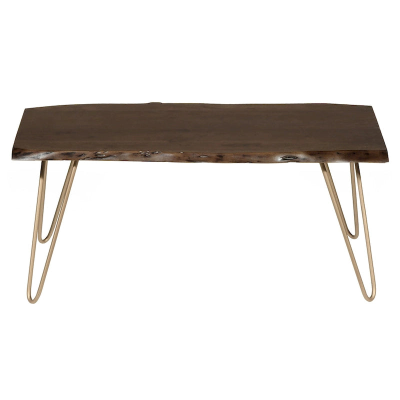 Table basse/Banc Seti Live Edge – Plateau en orme – Piètement doré