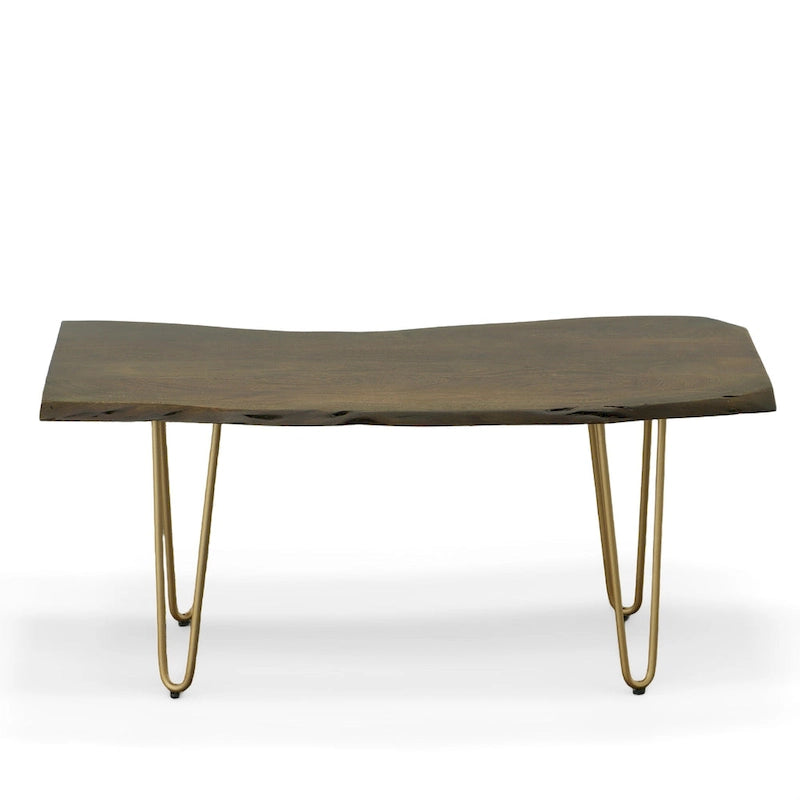 Table basse/Banc Seti Live Edge – Plateau en orme – Piètement doré