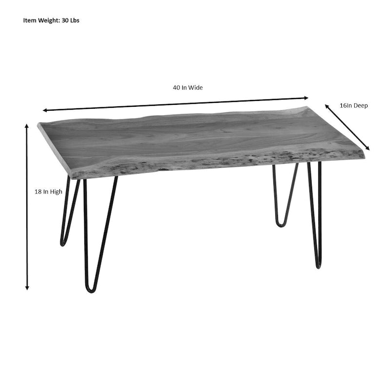 Table basse/Banc Seti Live Edge – Plateau en orme – Piètement doré