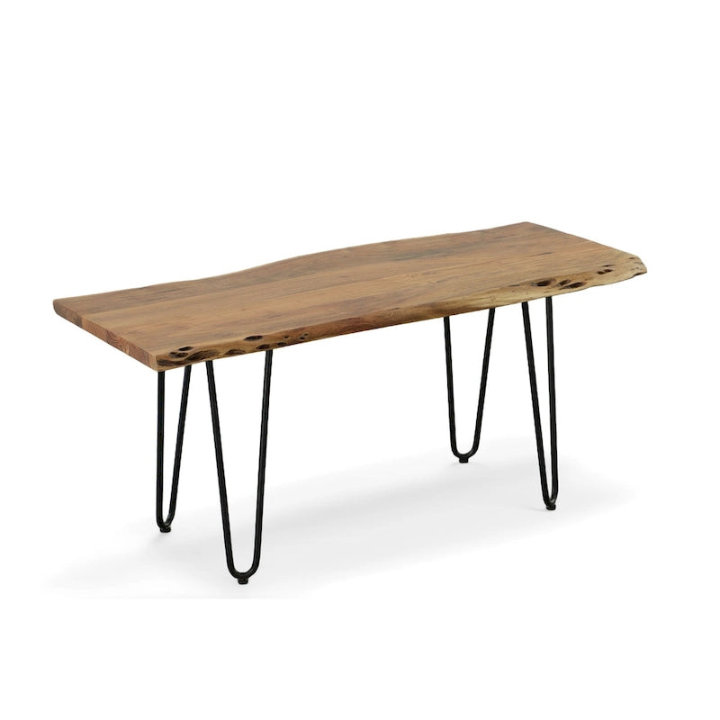 Table basse/Banc Seti Live Edge – Plateau en orme – Piètement doré