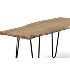 Table basse/Banc Seti Live Edge – Plateau en orme – Piètement doré