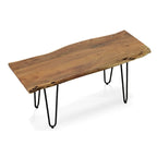 Table basse/Banc Seti Live Edge – Plateau en orme – Piètement doré