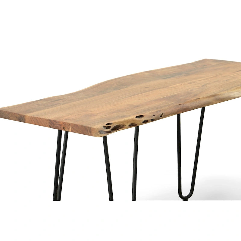 Table basse/Banc Seti Live Edge – Plateau en orme – Piètement doré