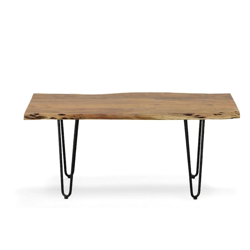 Table basse/Banc Seti Live Edge – Plateau en orme – Piètement doré