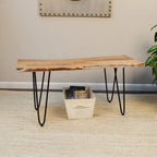 Table basse/Banc Seti Live Edge – Plateau en orme – Piètement doré