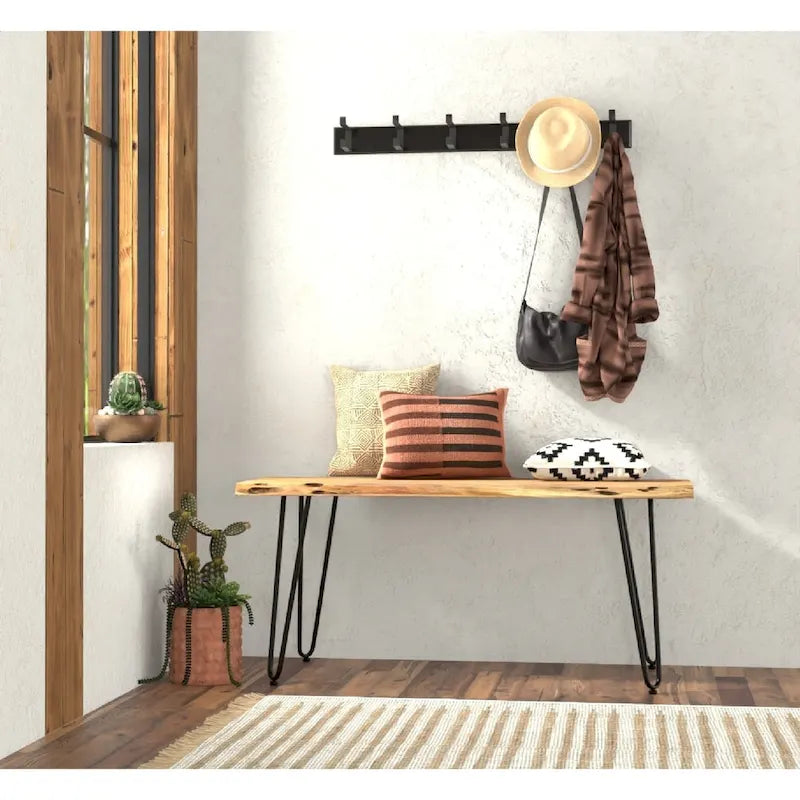 Table basse/Banc Seti Live Edge – Plateau en orme – Piètement doré