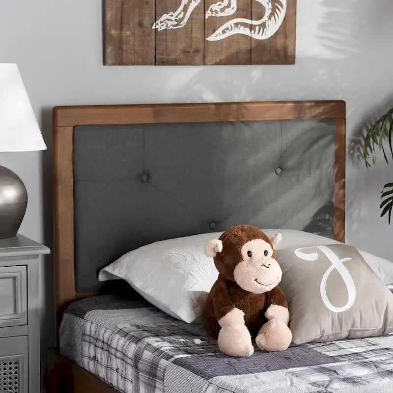 Tête de lit moderne et contemporaine en tissu et bois gris foncé