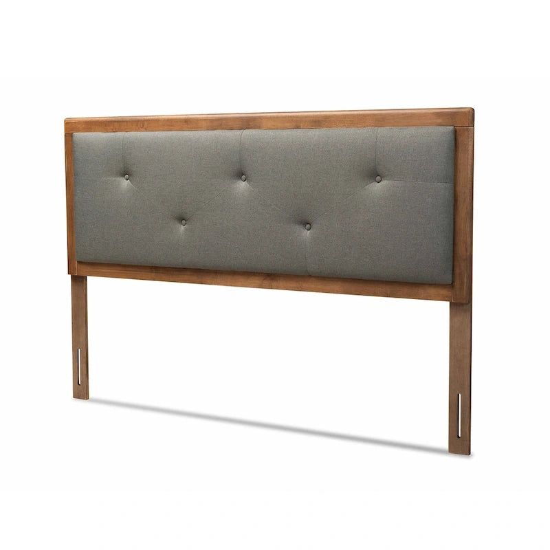 Tête de lit moderne et contemporaine en tissu et bois gris foncé