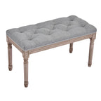 Banc français vintage tapissé avec cadre en bois massif sculpté