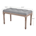 Banc français vintage tapissé avec cadre en bois massif sculpté