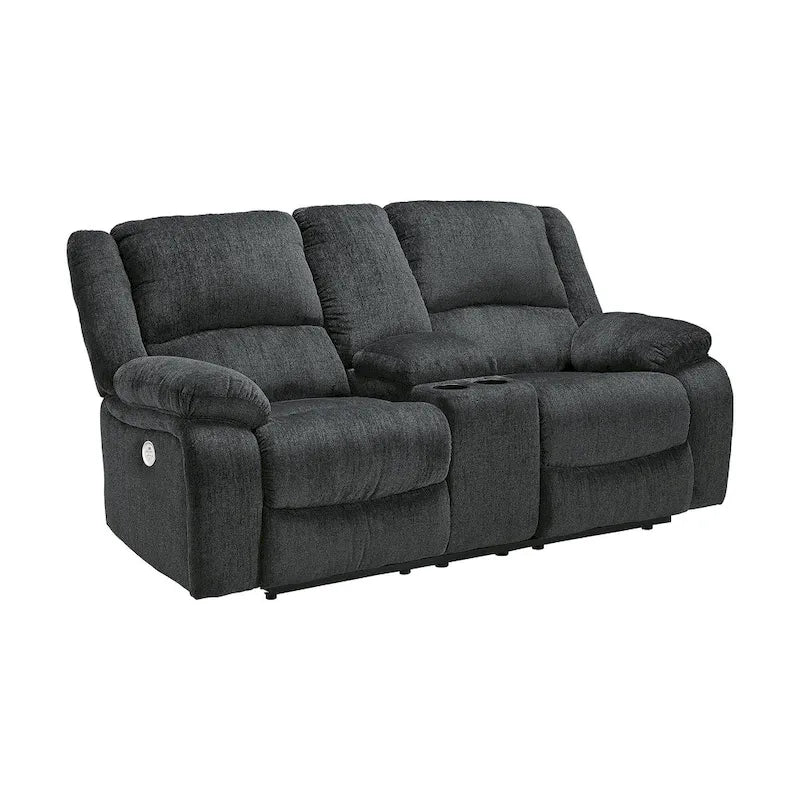 Causeuse inclinable double électrique avec console, gris foncé - 40 x 70 x 40