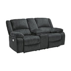 Causeuse inclinable double électrique avec console, gris foncé - 40 x 70 x 40