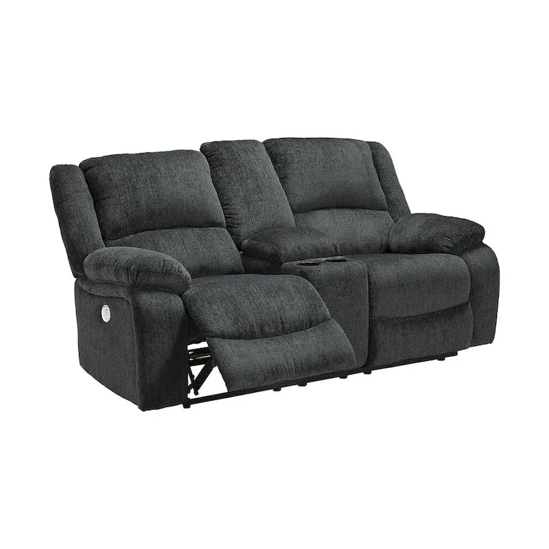 Causeuse inclinable double électrique avec console, gris foncé - 40 x 70 x 40