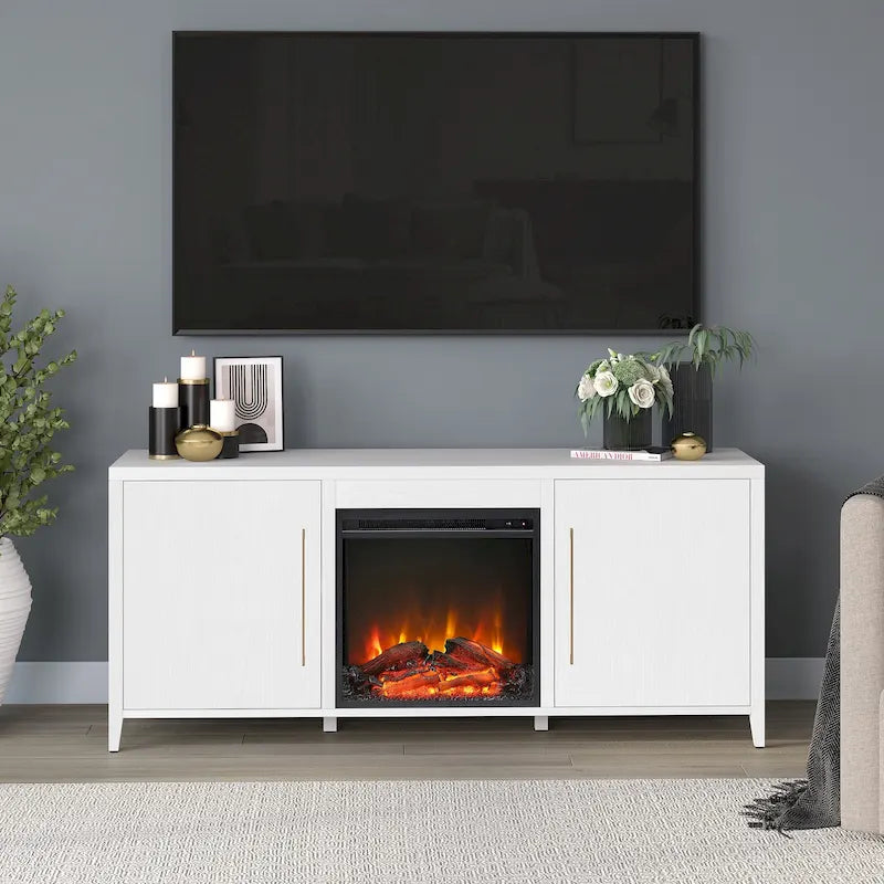 Meuble TV rectangulaire avec foyer électrique pour téléviseurs jusqu'à 65 po