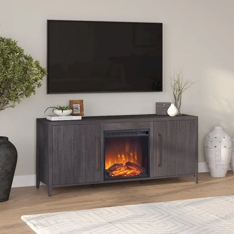Meuble TV rectangulaire avec foyer électrique pour téléviseurs jusqu'à 65 po