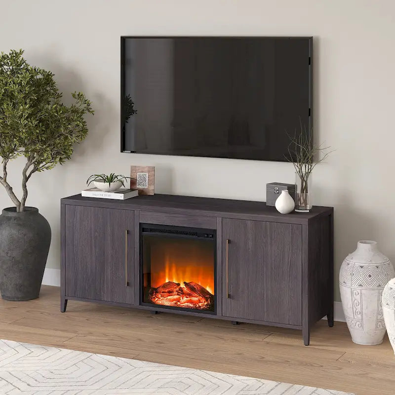 Meuble TV rectangulaire avec foyer électrique pour téléviseurs jusqu'à 65 po