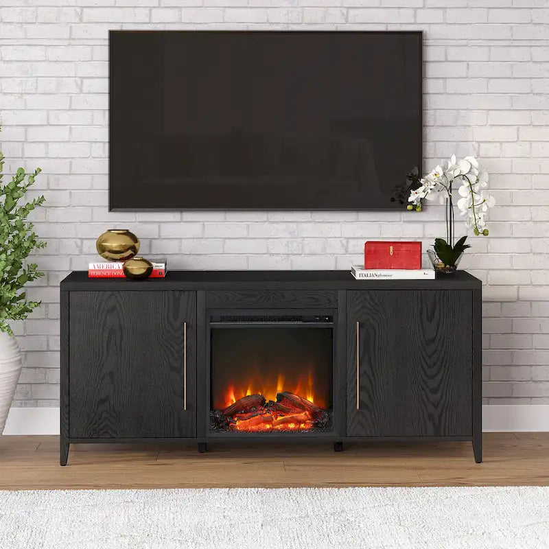 Meuble TV rectangulaire avec foyer électrique pour téléviseurs jusqu'à 65 po