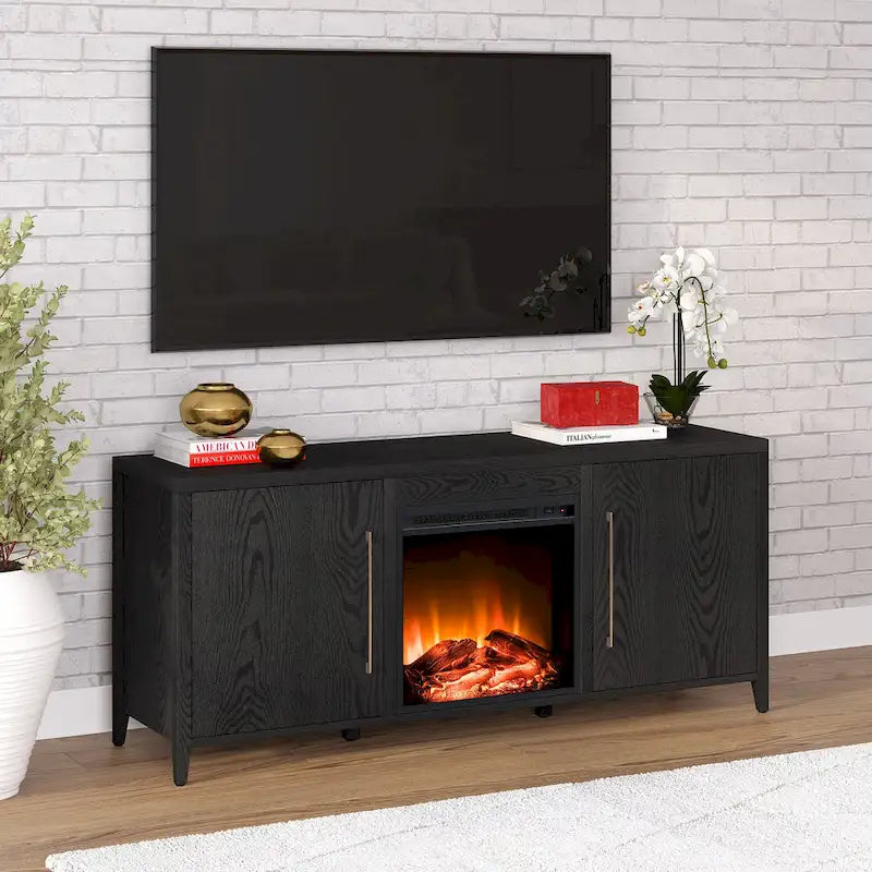 Meuble TV rectangulaire avec foyer électrique pour téléviseurs jusqu'à 65 po