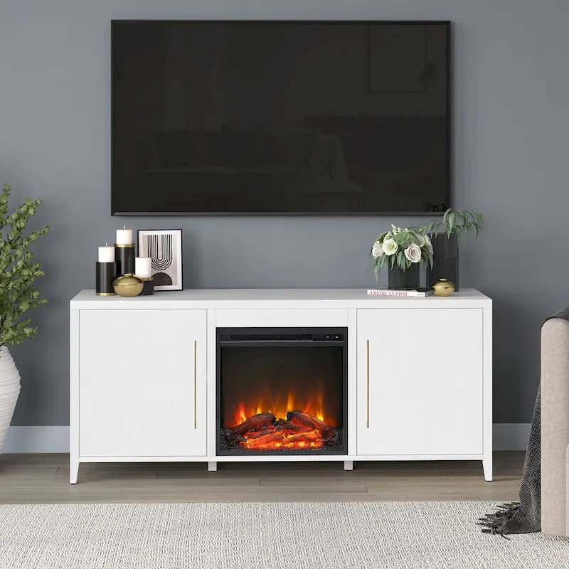 Meuble TV rectangulaire avec foyer électrique pour téléviseurs jusqu'à 65 po