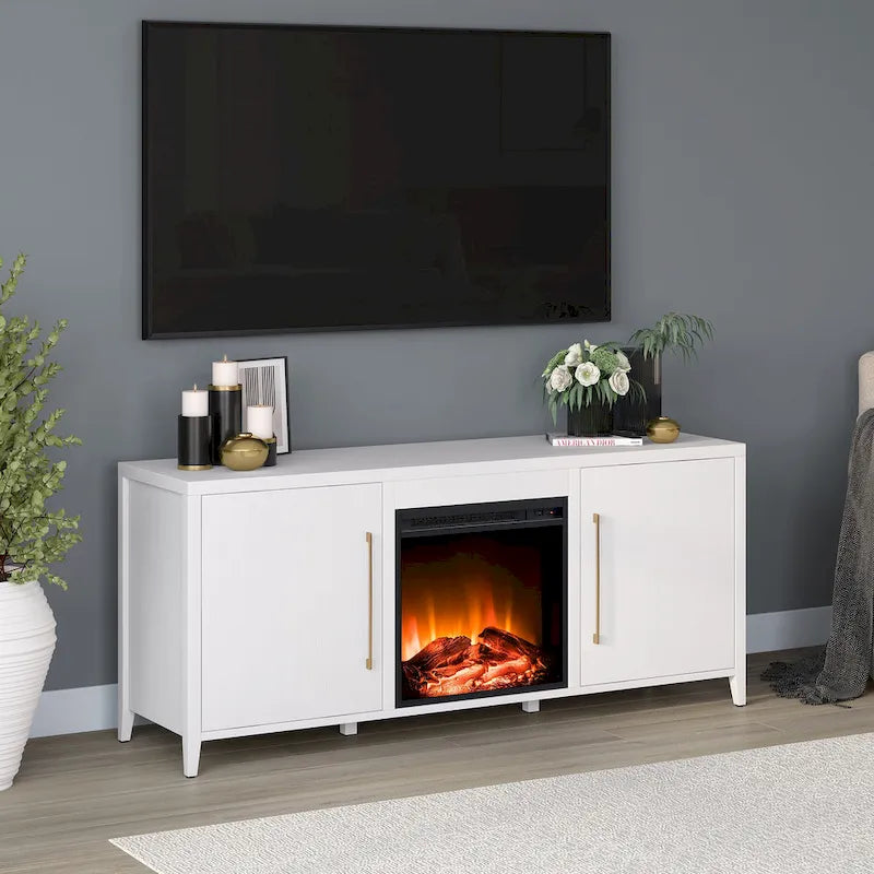 Meuble TV rectangulaire avec foyer électrique pour téléviseurs jusqu'à 65 po