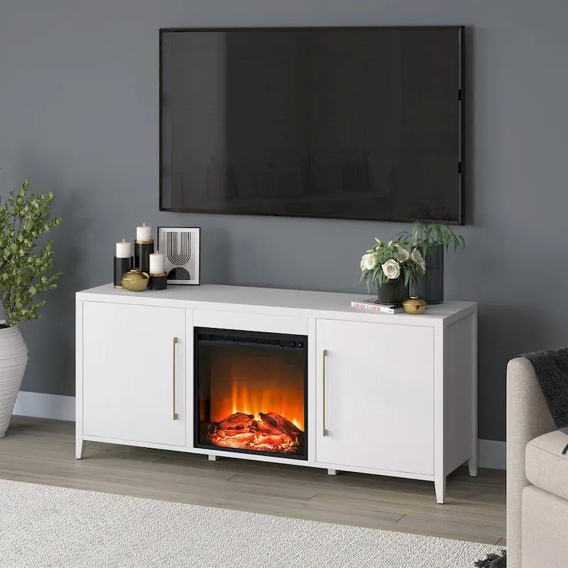 Meuble TV rectangulaire avec foyer électrique pour téléviseurs jusqu'à 65 po