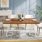 Table à manger moderne, petite table de cuisine en similicuir blanc pour la famille