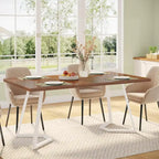 Table à manger moderne, petite table de cuisine en similicuir blanc pour la famille