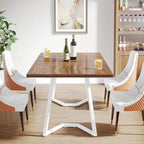 Table à manger moderne, petite table de cuisine en similicuir blanc pour la famille