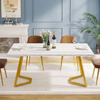 Table à manger moderne, petite table de cuisine en similicuir blanc pour la famille