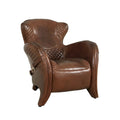 Fauteuil club Aspen en cuir pleine fleur, marron - L78,7xD87,6xH85 cm