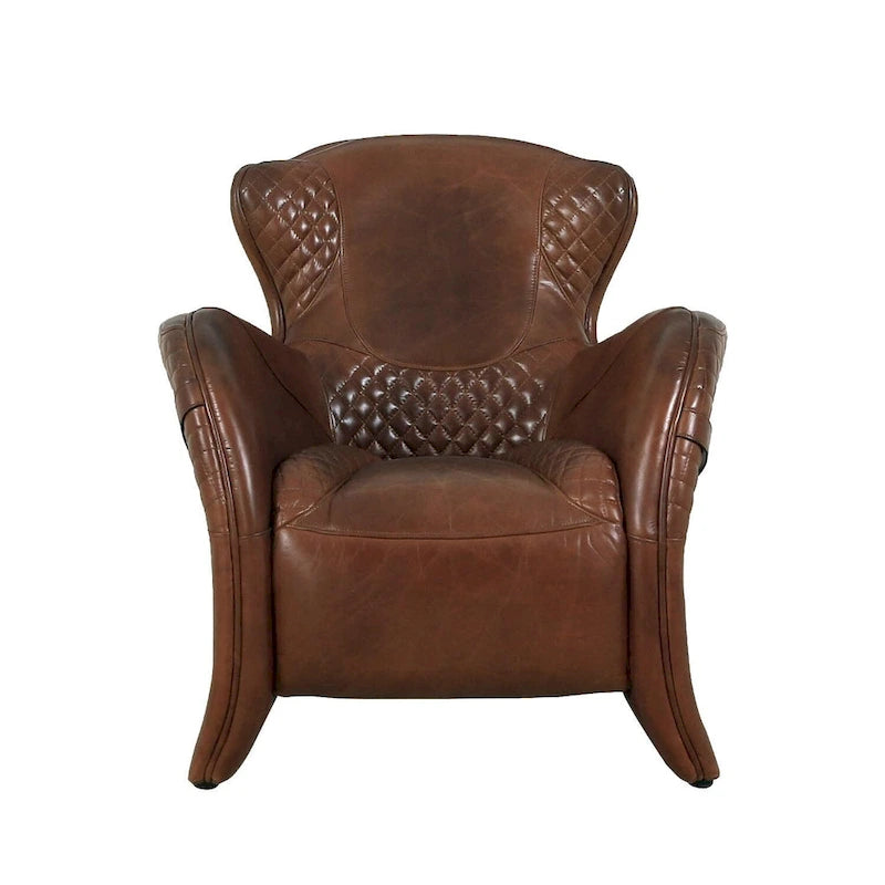 Fauteuil club Aspen en cuir pleine fleur, marron - L78,7xD87,6xH85 cm