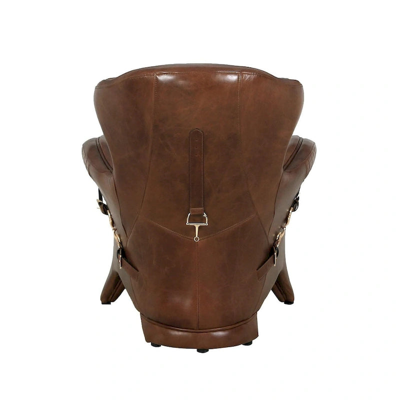 Fauteuil club Aspen en cuir pleine fleur, marron - L78,7xD87,6xH85 cm