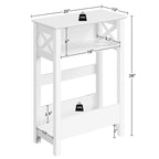 Table d'appoint de canapé moderne avec étagère de rangement, table d'appoint étroite à 3 niveaux, blanc
