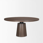 Table à manger ronde sur pied en bois brun foncé de 60 po - 60,0 L x 60,0 l x 30,0 H