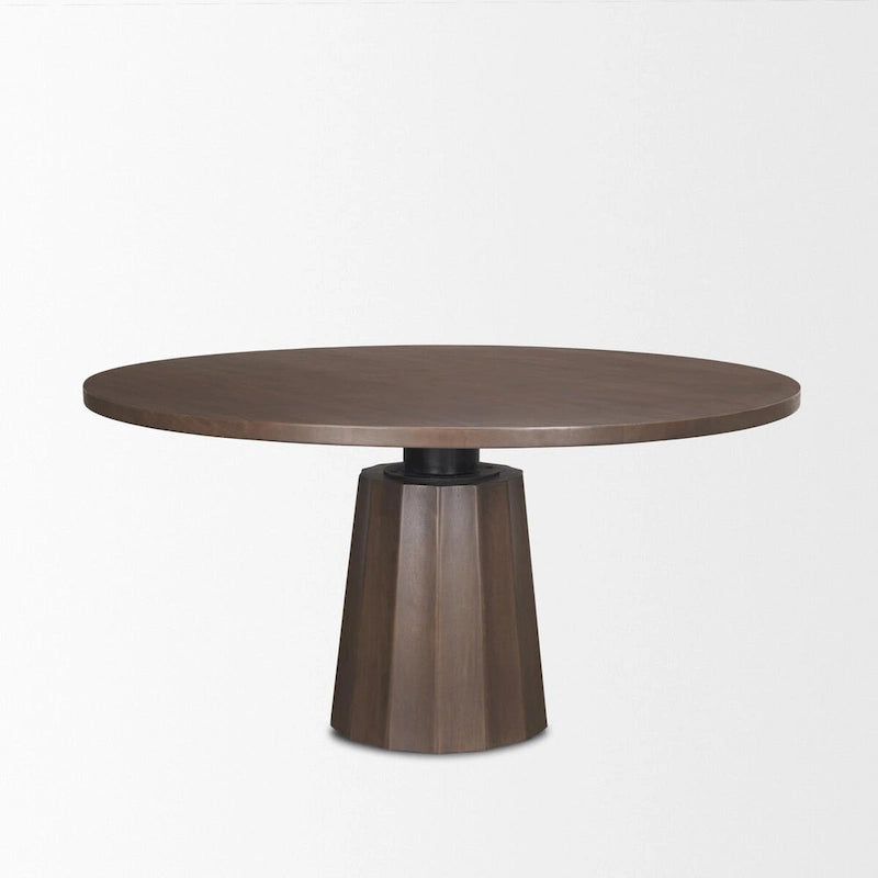 Table à manger ronde sur pied en bois brun foncé de 60 po - 60,0 L x 60,0 l x 30,0 H