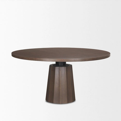 Table à manger ronde sur pied en bois brun foncé de 60 po - 60,0 L x 60,0 l x 30,0 H