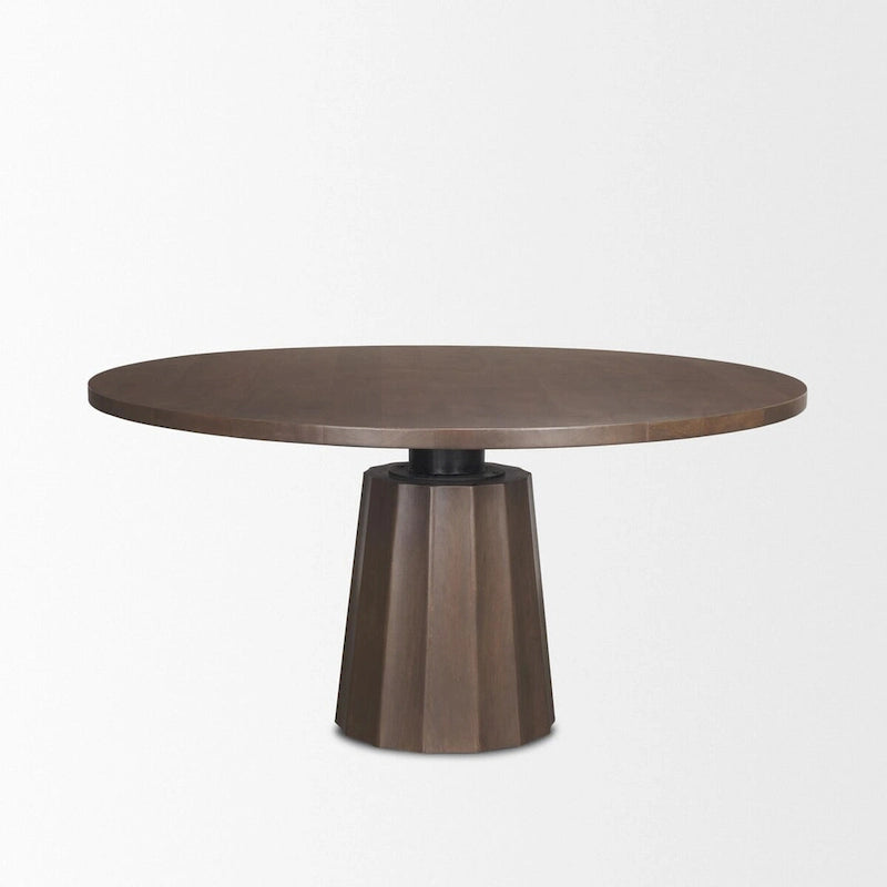 Table à manger ronde sur pied en bois brun foncé de 60 po - 60,0 L x 60,0 l x 30,0 H