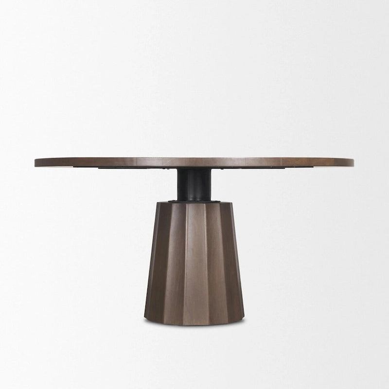 Table à manger ronde sur pied en bois brun foncé de 60 po - 60,0 L x 60,0 l x 30,0 H