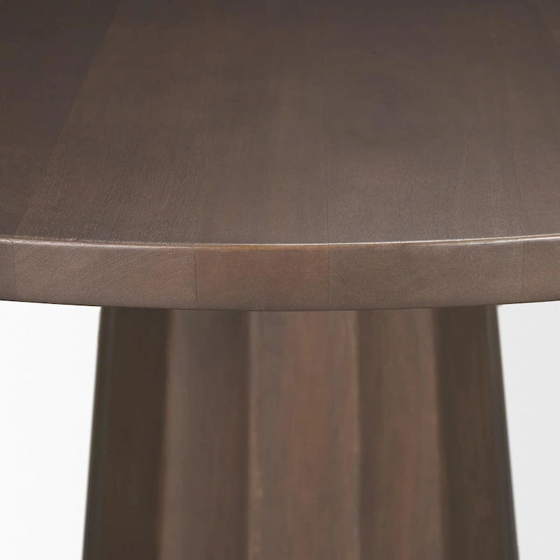 Table à manger ronde sur pied en bois brun foncé de 60 po - 60,0 L x 60,0 l x 30,0 H